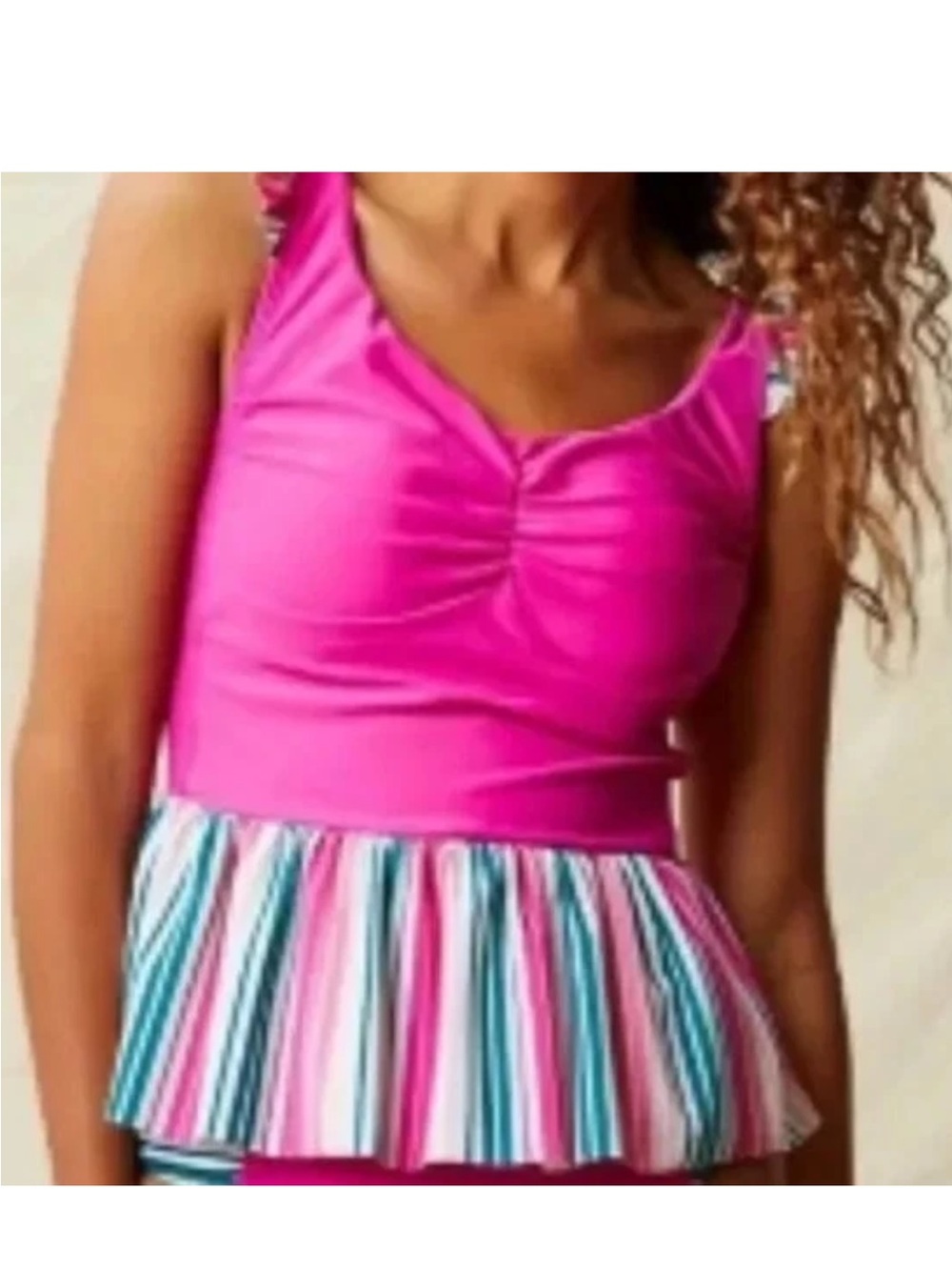 Matilda Jane Enchanted Garden Striped Ruffled Tankini Swim Suit Set Small S